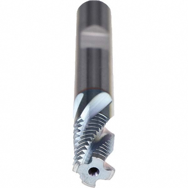 Helical Flute Thread Mill: 1/4-19, Internal & External, 4 Flute, Solid Carbide