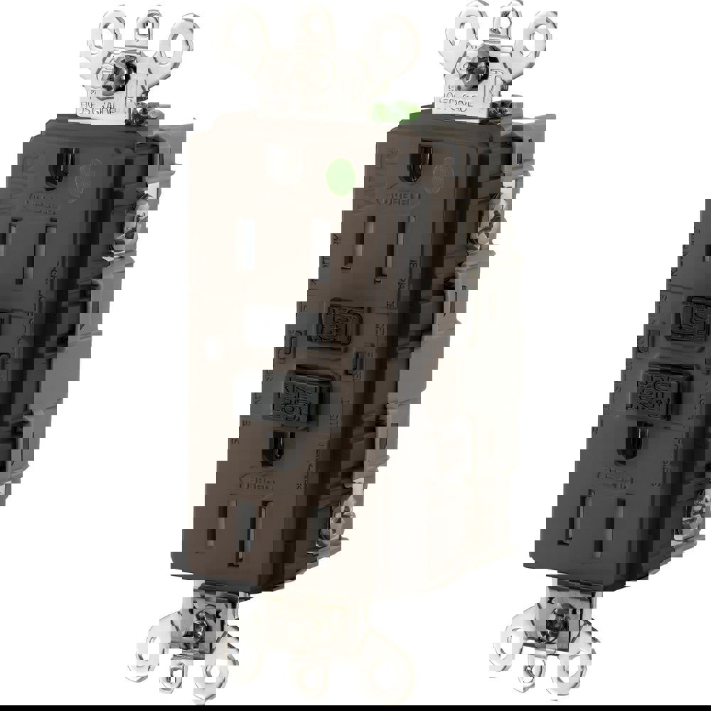 Straight Blade Receptacles; Receptacle Type: Duplex Receptacle ; Grade: Hospital ; Color: Brown ; Grounding Style: Self-Grounding ; Amperage: 15.0000 ; Voltage: 125V AC