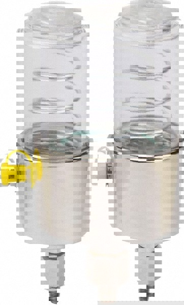 2 Ounce Reservoir Capacity, 1/8 NPT Thread, Polycarbonate, Spring-Loaded, Grease Cup and Lubricator