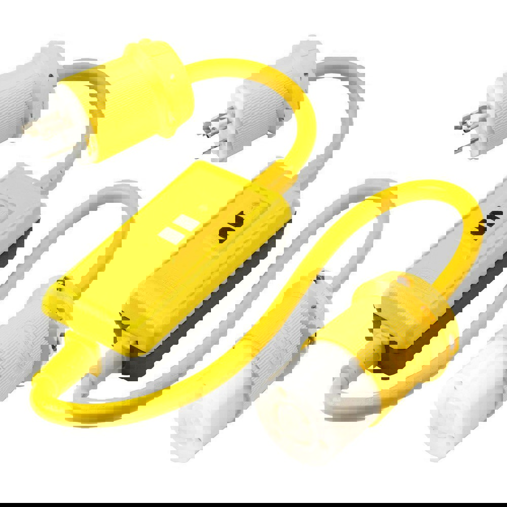 Power Protection Products, GFCI Linecord, Commercial, Manual Set, 20A 120V AC, L5-20R, 3' Cord Length, 4-6 mA Trip Level, Yellow