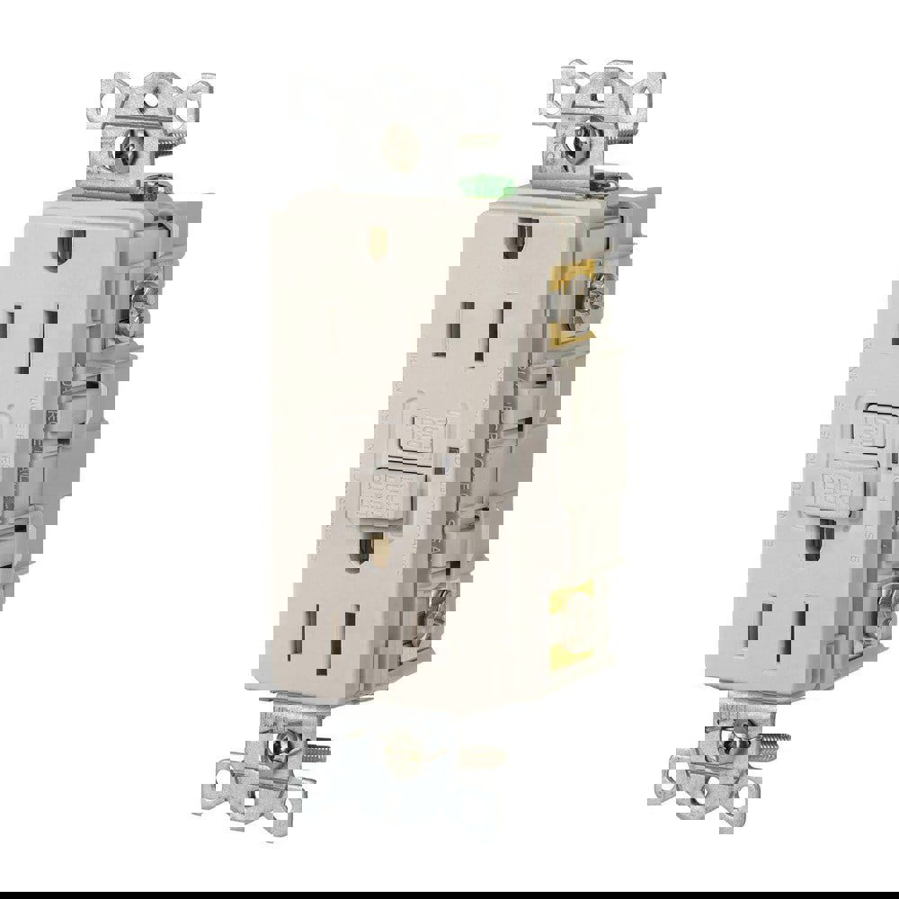 GFCI Receptacles; Grade: Commercial ; Receptacle Type: Duplex ; NEMA Configuration: 5-15R ; Wire Connection Type: Screw Terminals ; End Type: Socket ; Reset Type: Manual