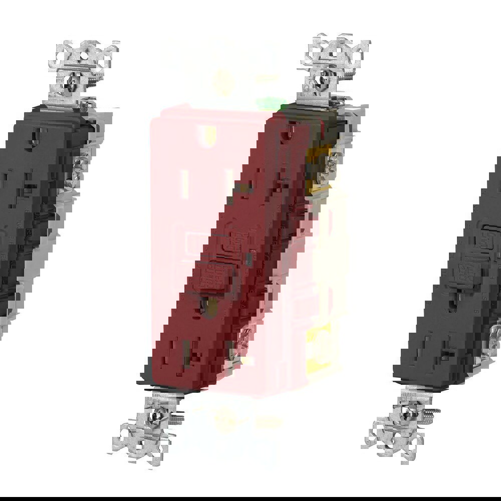 GFCI Receptacles; Grade: Commercial ; Receptacle Type: Duplex ; NEMA Configuration: 5-20R ; Wire Connection Type: Screw Terminals ; End Type: Socket ; Reset Type: Manual