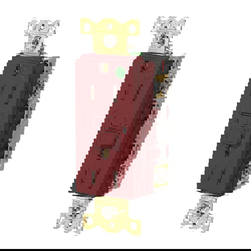 GFCI Receptacles; Grade: Commercial; Hospital ; Receptacle Type: Duplex ; NEMA Configuration: 5-15R ; Reset Type: Manual ; Wiring Method: Back; Side ; Body Material: Nylon