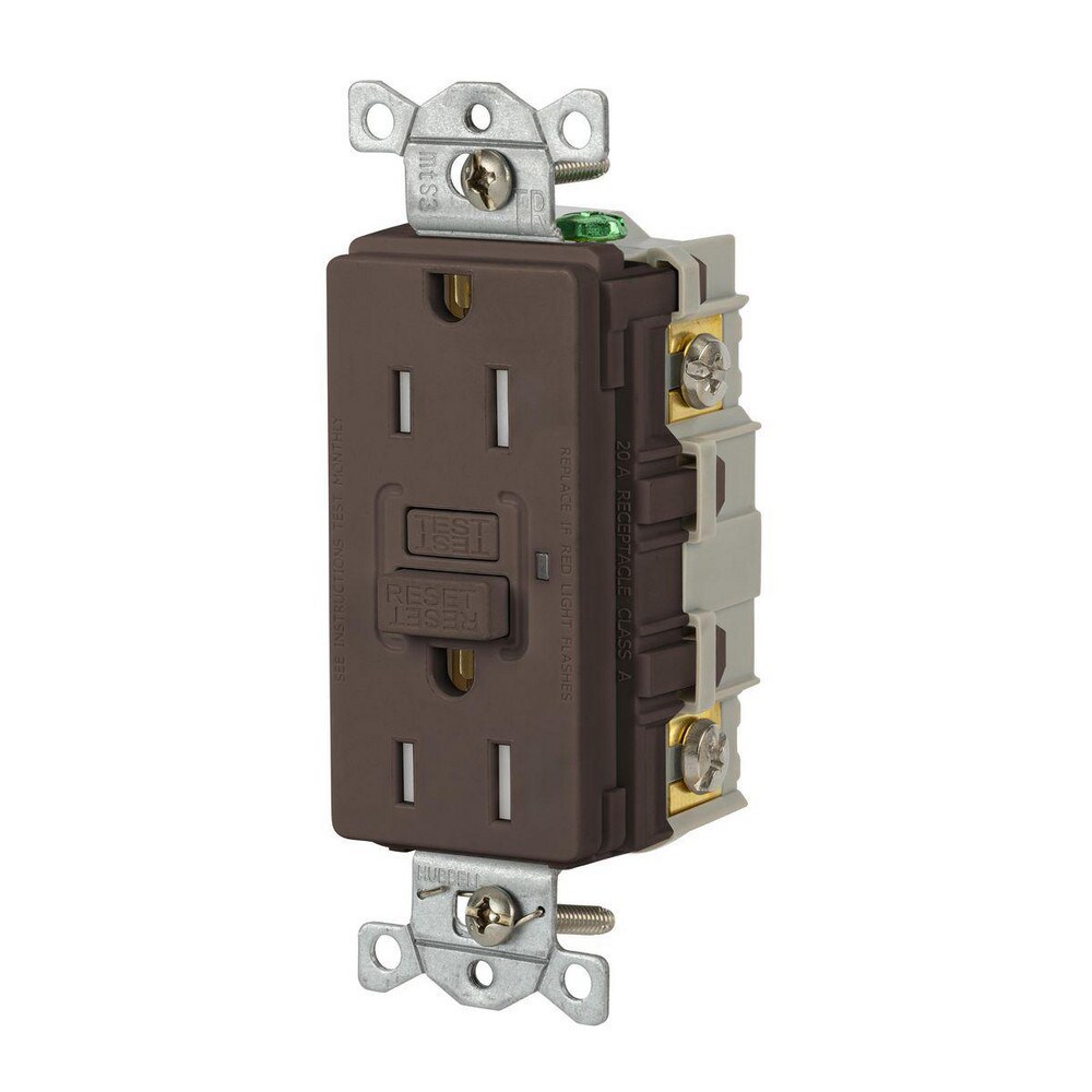GFCI Receptacles; Grade: Commercial ; Receptacle Type: Duplex ; NEMA Configuration: 5-15R ; Wire Connection Type: Screw Terminals ; End Type: Socket ; Reset Type: Manual