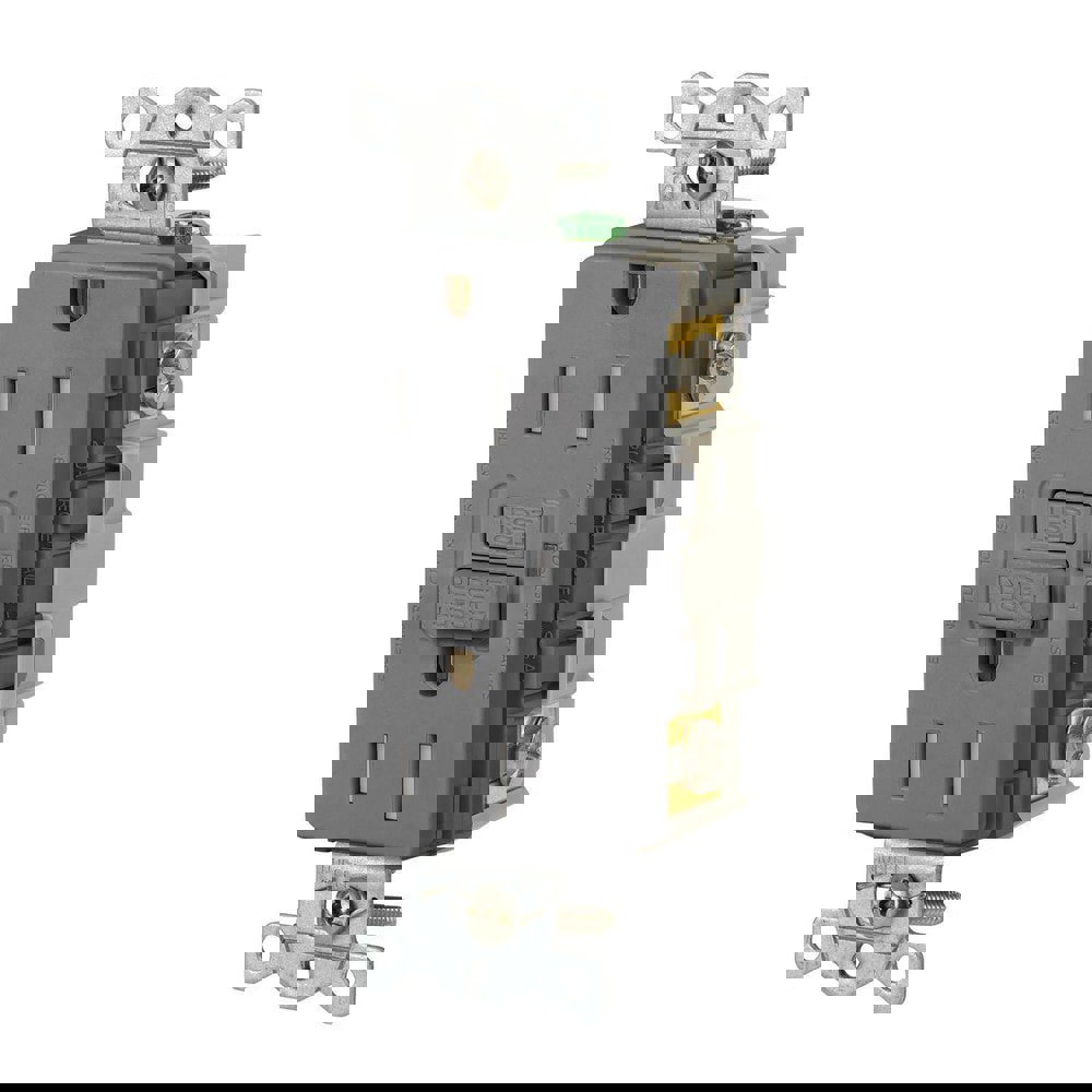 GFCI Receptacles; Grade: Commercial ; Receptacle Type: Duplex ; NEMA Configuration: 5-15R ; Wire Connection Type: Screw Terminals ; End Type: Socket ; Reset Type: Manual