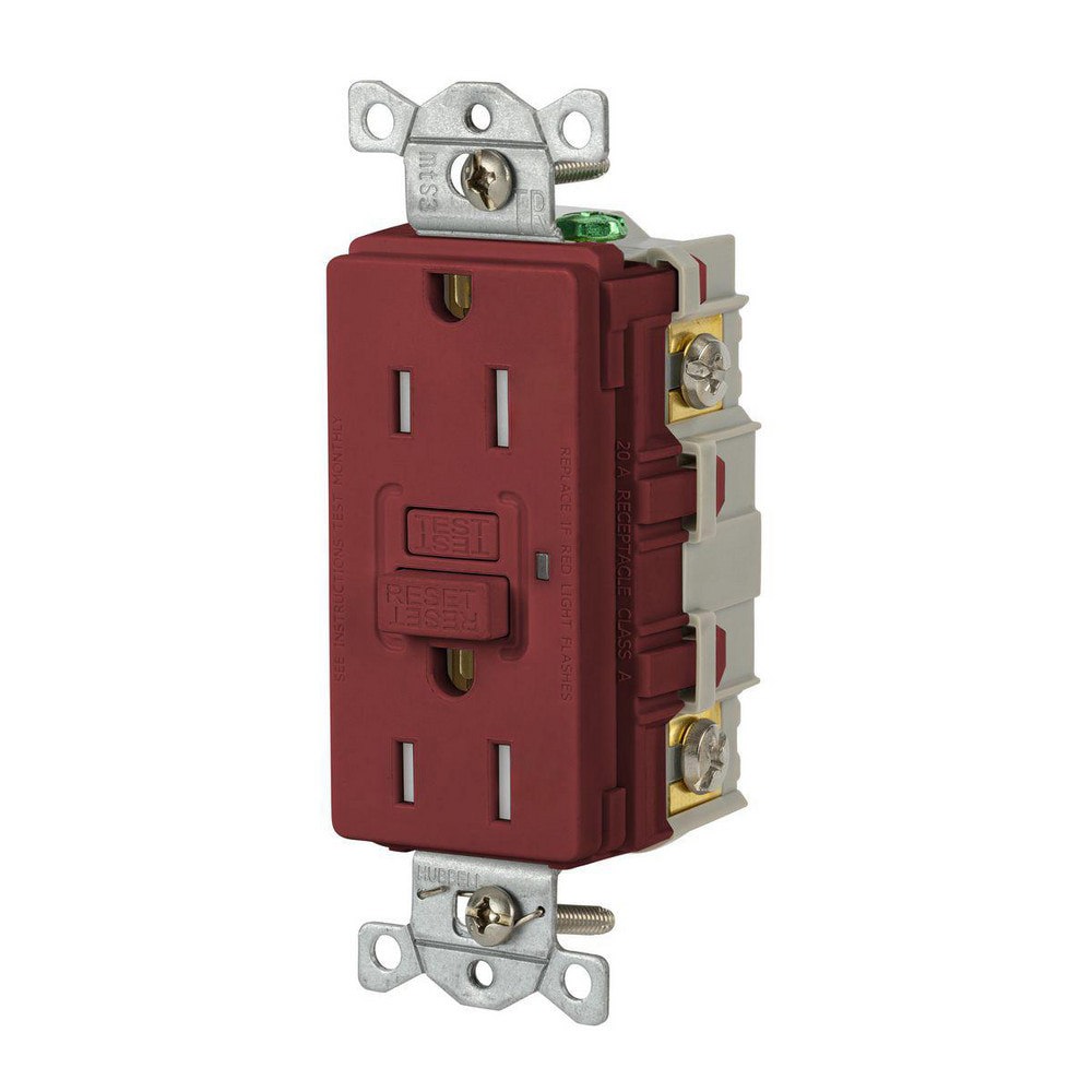 GFCI Receptacles; Grade: Commercial ; Receptacle Type: Duplex ; NEMA Configuration: 5-15R ; Wire Connection Type: Screw Terminals ; End Type: Socket ; Reset Type: Manual