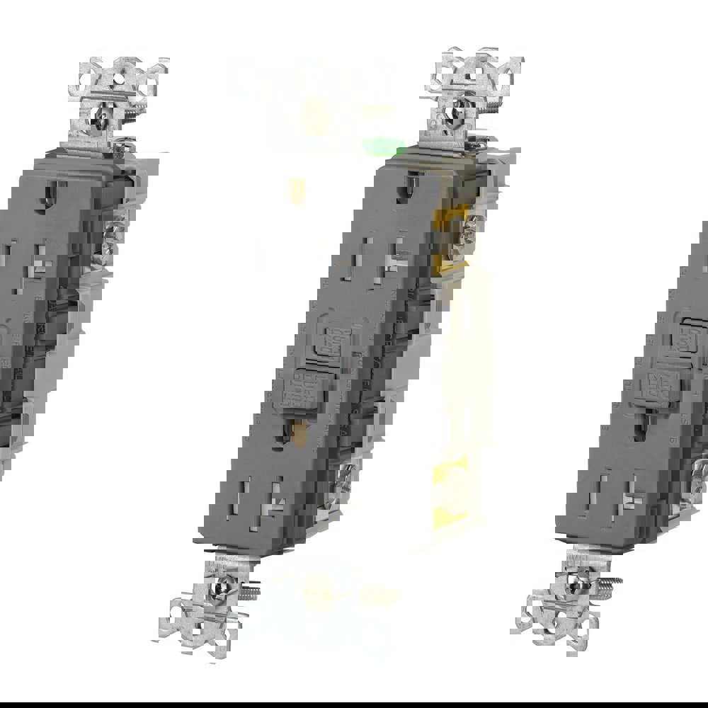 GFCI Receptacles; Grade: Commercial ; Receptacle Type: Duplex ; NEMA Configuration: 5-20R ; Wire Connection Type: Screw Terminals ; End Type: Socket ; Reset Type: Manual