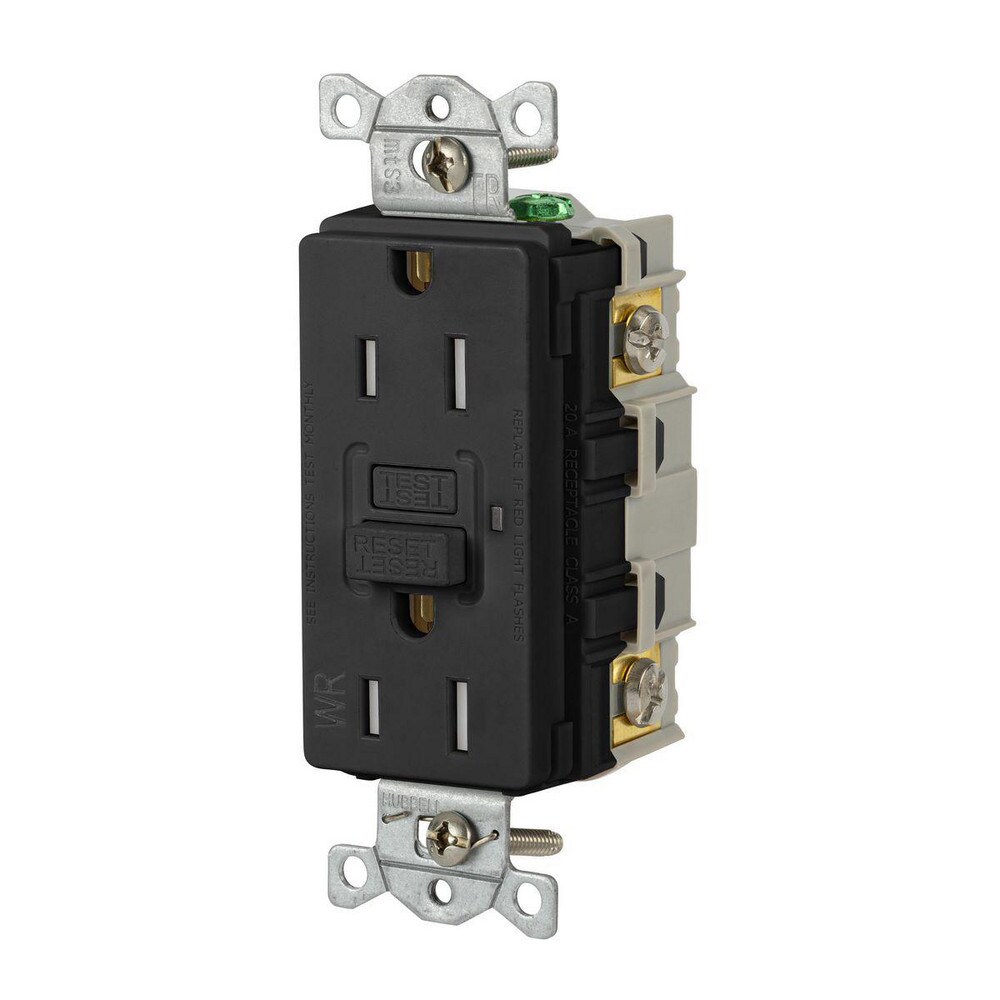 GFCI Receptacles; Grade: Commercial ; Receptacle Type: Duplex ; NEMA Configuration: 5-15R ; Wire Connection Type: Screw Terminals ; End Type: Socket ; Reset Type: Manual