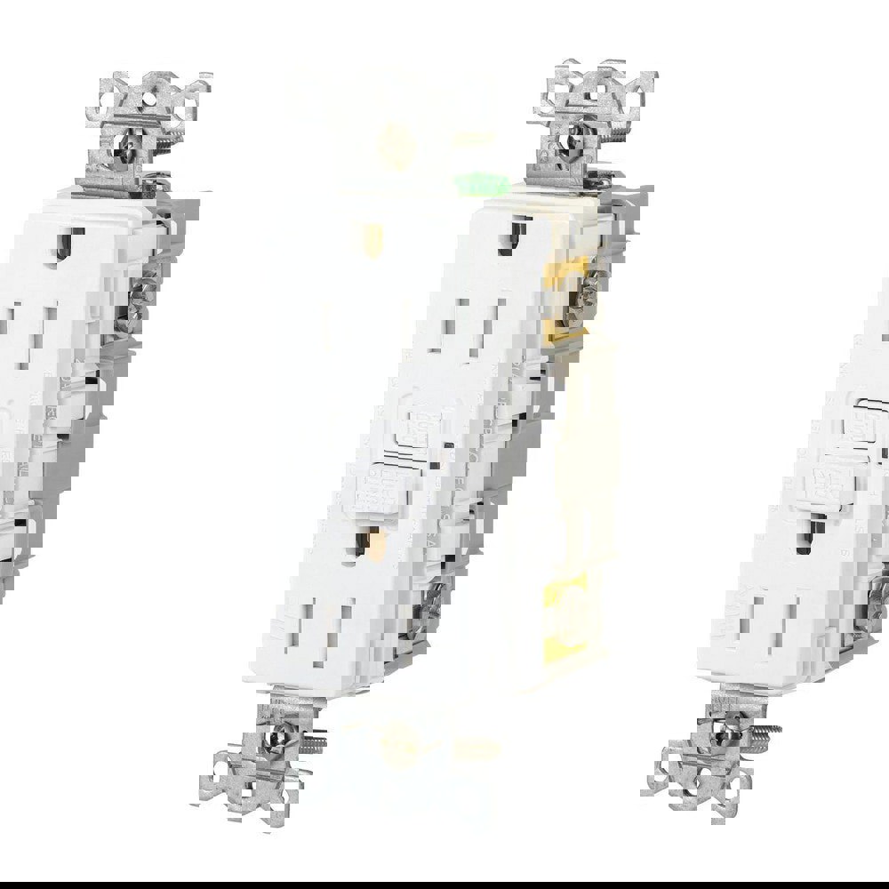 GFCI Receptacles; Grade: Commercial ; Receptacle Type: Duplex ; NEMA Configuration: 5-15R ; Wire Connection Type: Screw Terminals ; End Type: Socket ; Reset Type: Manual