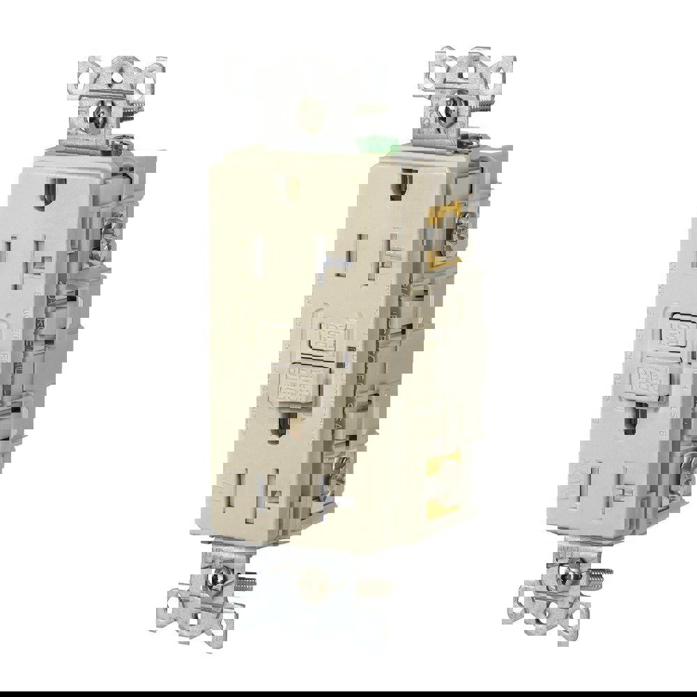 GFCI Receptacles; Grade: Commercial ; Receptacle Type: Duplex ; NEMA Configuration: 5-20R ; Wire Connection Type: Screw Terminals ; End Type: Socket ; Reset Type: Manual