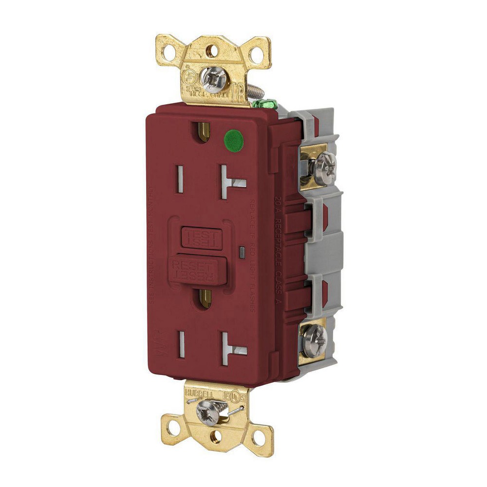 GFCI Receptacles; Grade: Commercial; Hospital ; Receptacle Type: Duplex ; NEMA Configuration: 5-20R ; Reset Type: Manual ; Wiring Method: Back; Side ; Body Material: Nylon