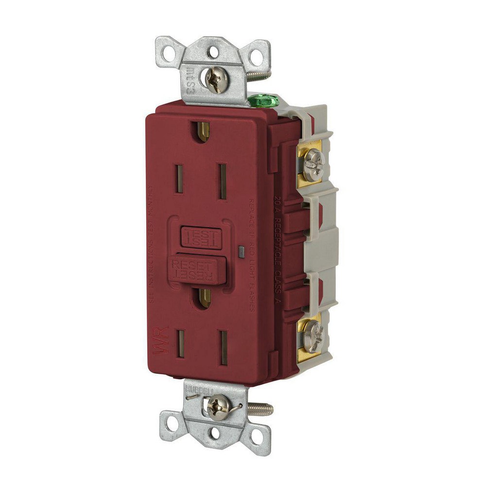GFCI Receptacles; Grade: Commercial ; Receptacle Type: Duplex ; NEMA Configuration: 5-15R ; Wire Connection Type: Screw Terminals ; End Type: Socket ; Reset Type: Manual