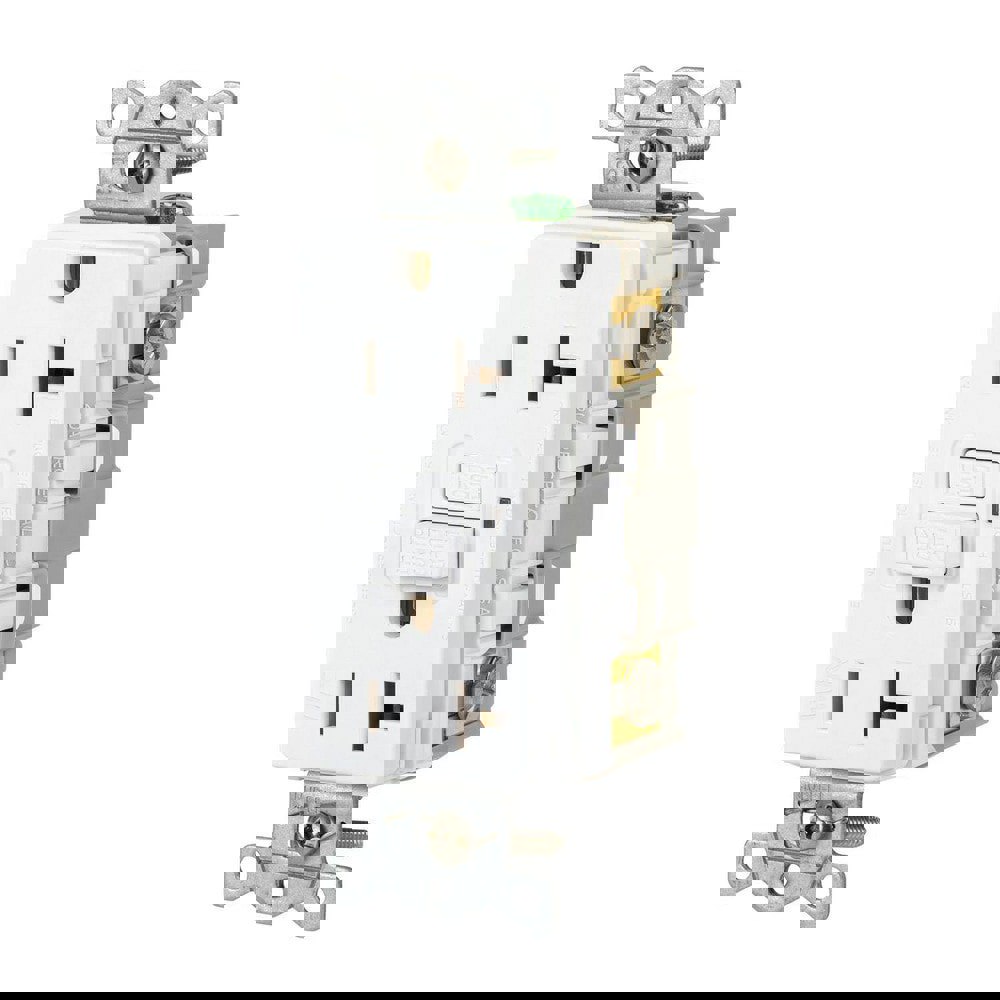 GFCI Receptacles; Grade: Commercial ; Receptacle Type: Duplex ; NEMA Configuration: 5-20R ; Wire Connection Type: Screw Terminals ; End Type: Socket ; Reset Type: Manual