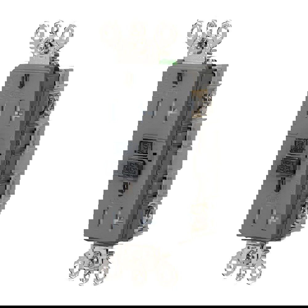 GFCI Receptacles; Grade: Industrial ; Receptacle Type: Duplex ; NEMA Configuration: 5-20R ; Reset Type: Manual ; Wiring Method: Back; Side ; Body Material: Nylon