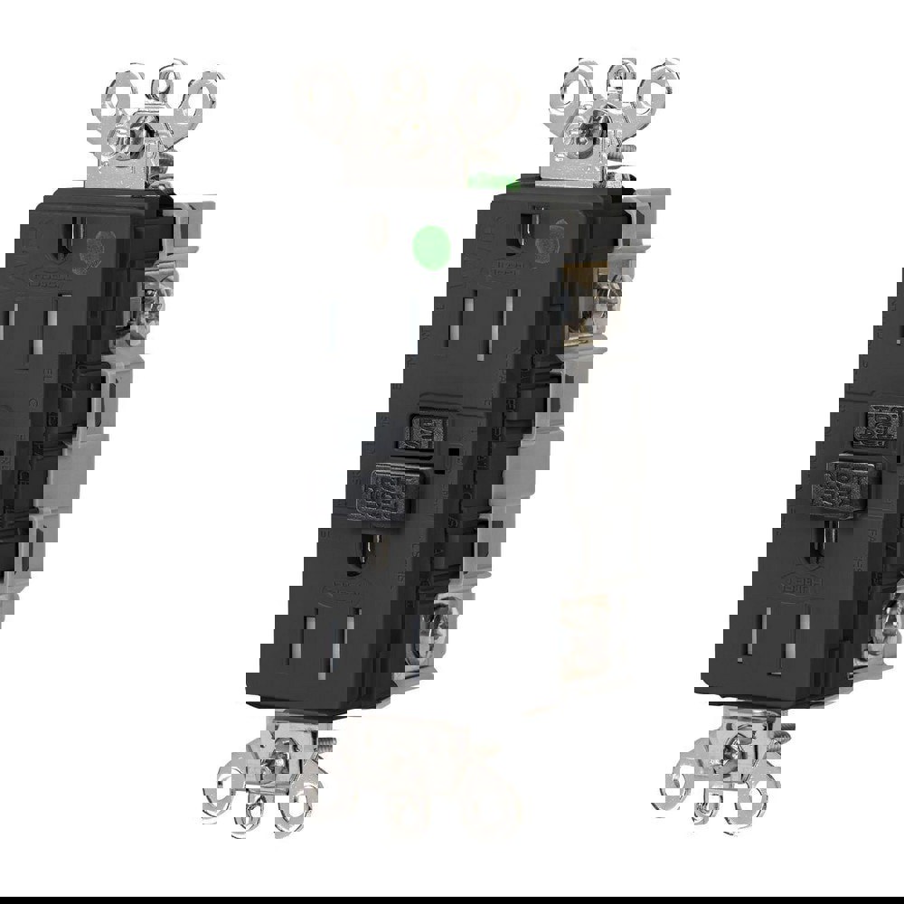 GFCI Receptacles; Grade: Hospital ; Receptacle Type: Duplex ; NEMA Configuration: 5-15R ; Reset Type: Manual ; Wiring Method: Back; Side ; Body Material: Nylon