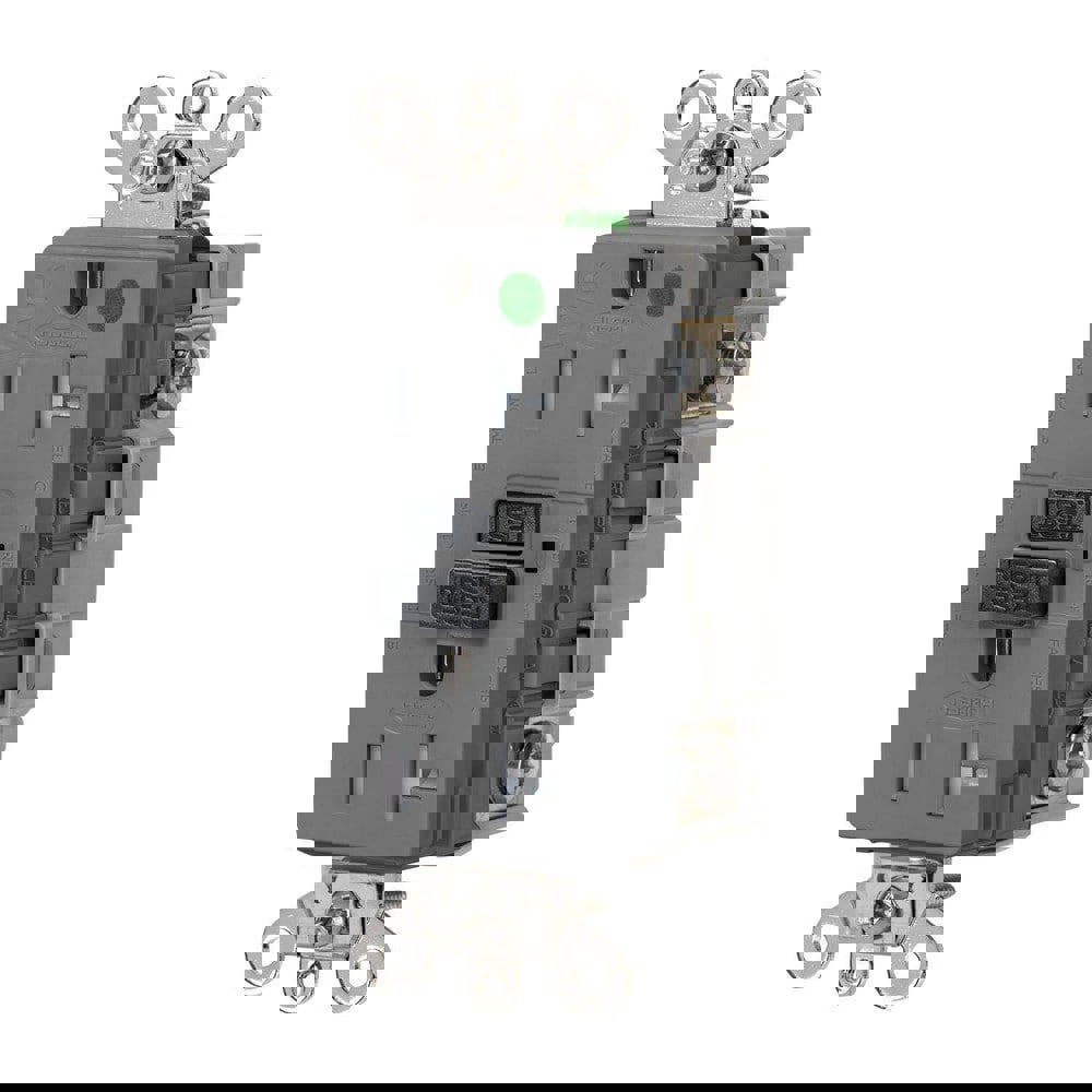 GFCI Receptacles; Grade: Hospital ; Receptacle Type: Duplex ; NEMA Configuration: 5-20R ; Reset Type: Manual ; Wiring Method: Back; Side ; Body Material: Nylon