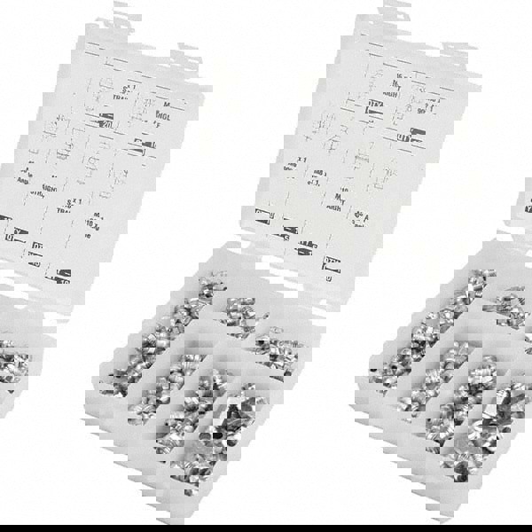 Grease Fitting Sets; Standard of Measurement: Metric; Material: Steel; Thread Types Included: Metric; Number of Pieces: 80; Number Of Pieces: 80; Grease Fittings Included: M8W1: (10) 900; M10W1: (15) Straight, (10) 900; M6W1: (20) Straight, (10) 900, (15)