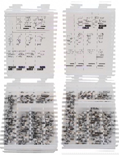 40 Piece, Inch, Box Plastic Stainless Steel Grease Fitting Set