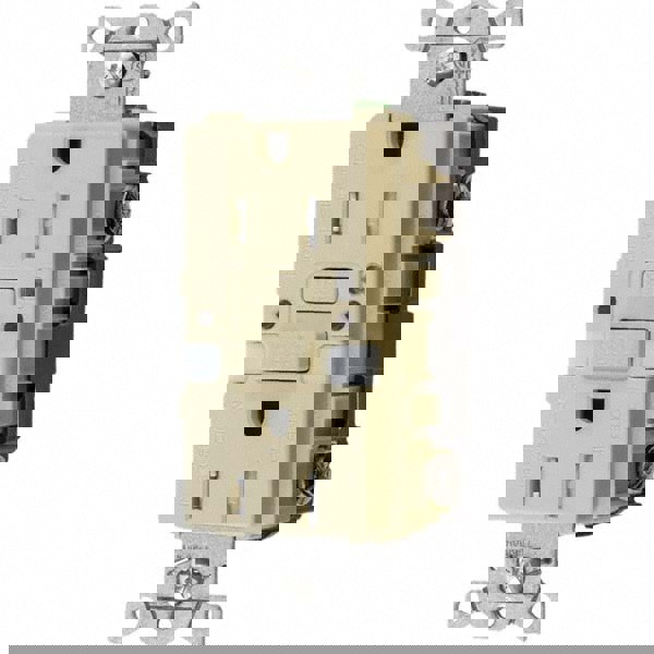 GFCI Receptacles; Grade: Commercial; Color: Ivory; NEMA Configuration: 5-15R; Amperage: 15; Reset Type: Manual; Voltage: 125 VAC; Wiring Method: Side; Back; Body Material: Thermoplastic Nylon; Flange Style: No Flange; Flange Included: No; Amperage: 15 A;