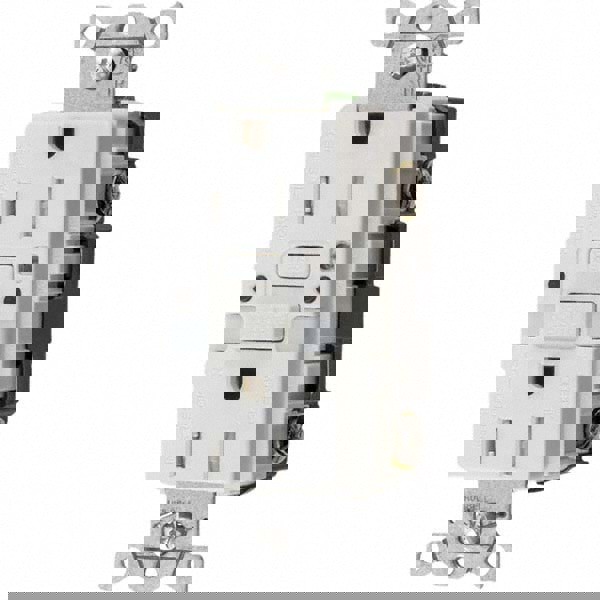 GFCI Receptacles; Grade: Commercial ; NEMA Configuration: 5-15R ; Reset Type: Manual ; Wiring Method: Back ; Number of Phases: 1 ; Number of Wires: 3