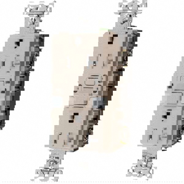 GFCI Receptacles; Grade: Commercial; Color: Light Almond; NEMA Configuration: 5-20R; Amperage: 20; Reset Type: Manual; Voltage: 125 VAC; Wiring Method: Side; Back; Body Material: Thermoplastic Nylon; Flange Style: No Flange; Flange Included: No; Amperage: