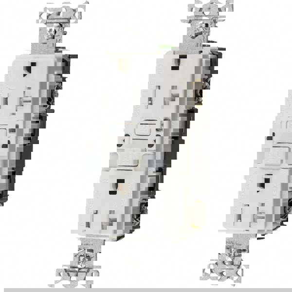 GFCI Receptacles; Grade: Commercial; Color: White; NEMA Configuration: 5-20R; Amperage: 20; Reset Type: Manual; Voltage: 125 VAC; Wiring Method: Back; Body Material: Nylon; Flange Style: No Flange; Flange Included: No; Amperage: 20 A; Voltage: 125 V ac; R