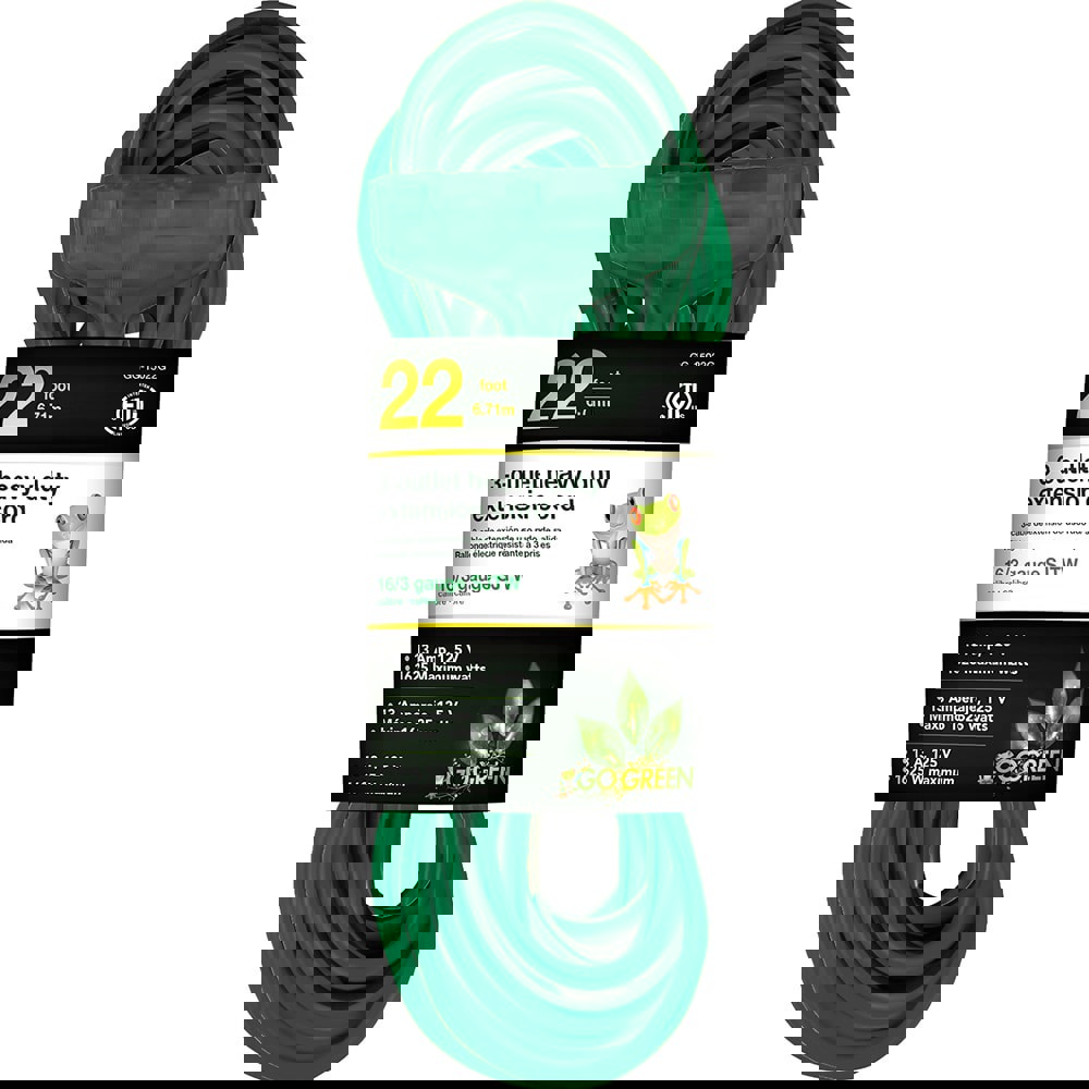 Power Cords; Cord Type: Extension Cord ; Cord Color: Green ; Amperage: 13 ; Voltage: 125 ; Wire Gauge: 16 ; Number Of Conductors: 3