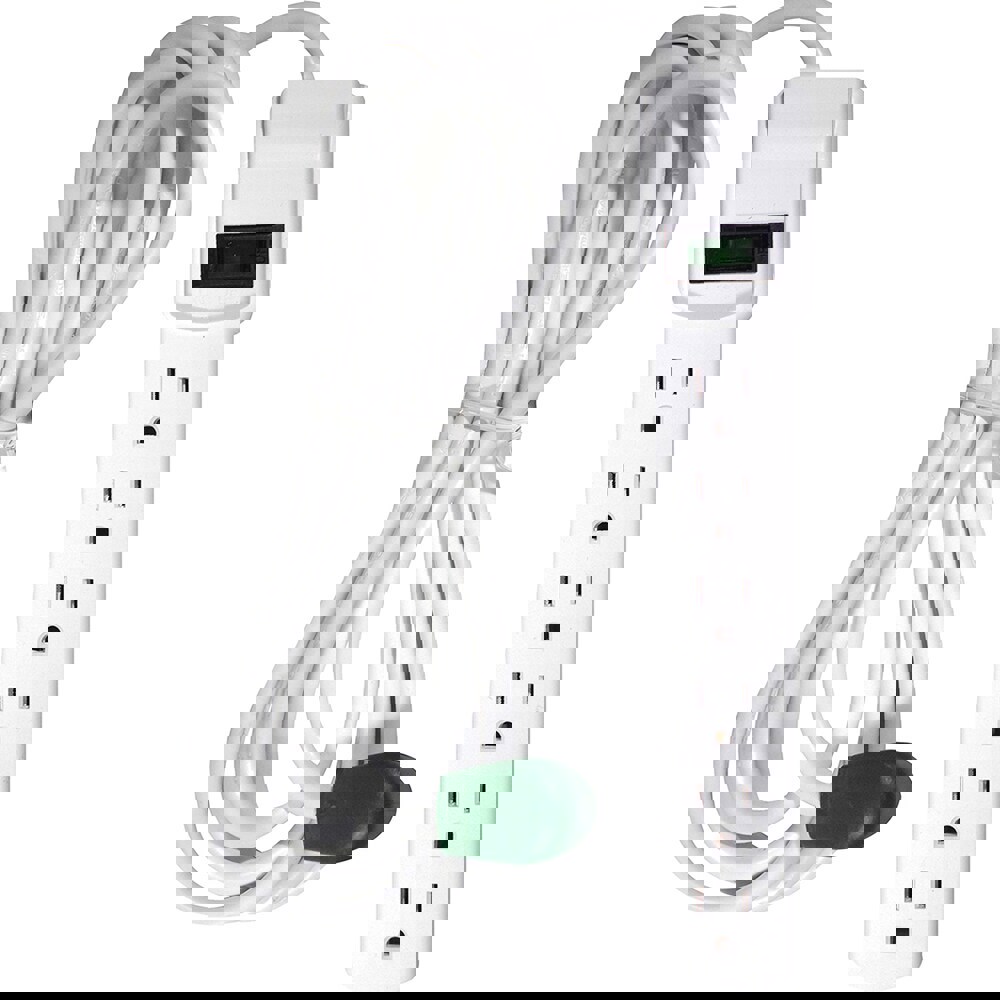 Power Outlet Strips; Amperage: 15.0 ; Voltage: 125V ; Cord Length: 12ft ; Material: Plastic ; Number Of Outlets: 6 ; Cord Length (Feet): 12