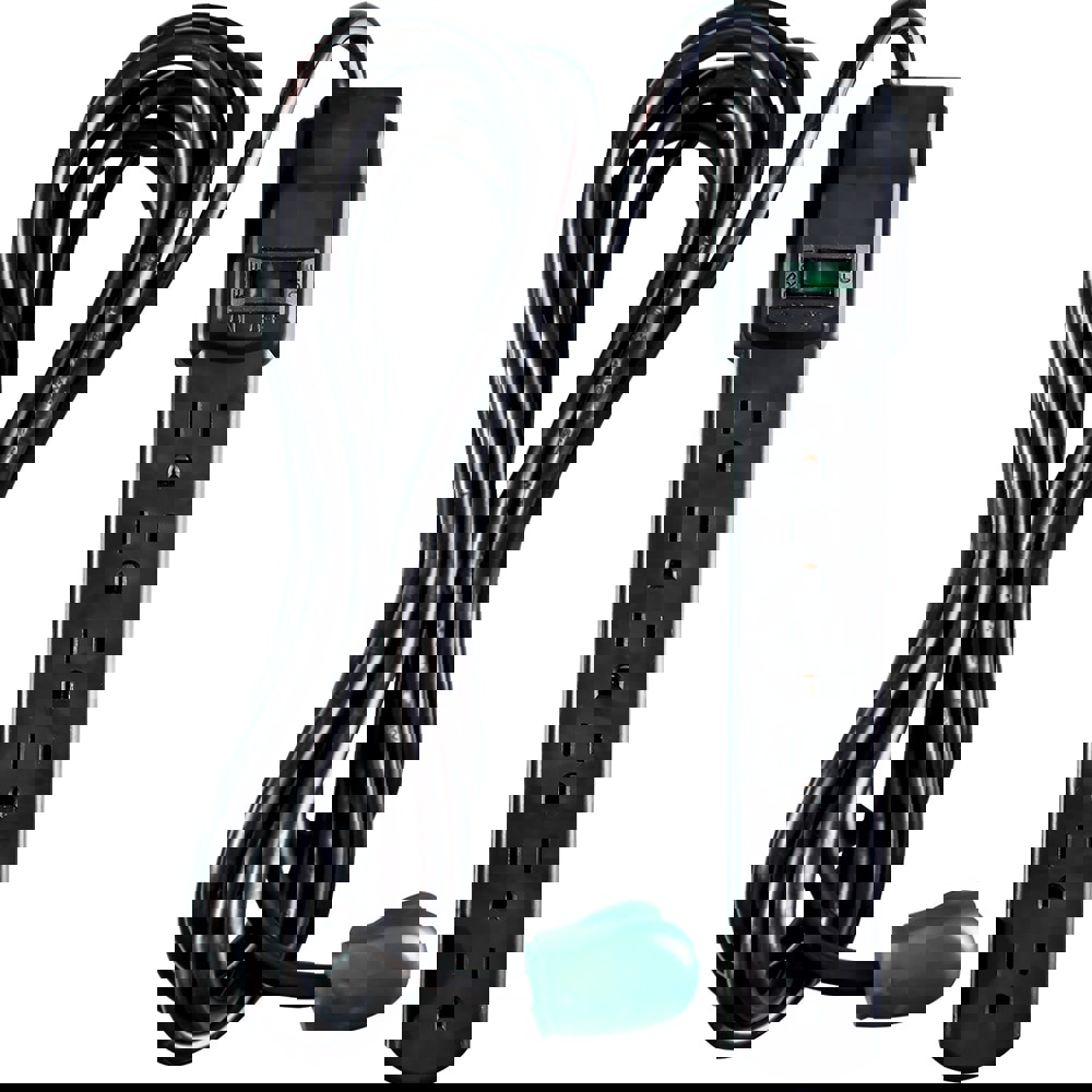 Power Outlet Strips; Amperage: 15.0 ; Voltage: 125V ; Cord Length: 12ft ; Material: Plastic ; Number Of Outlets: 6 ; Cord Length (Feet): 12