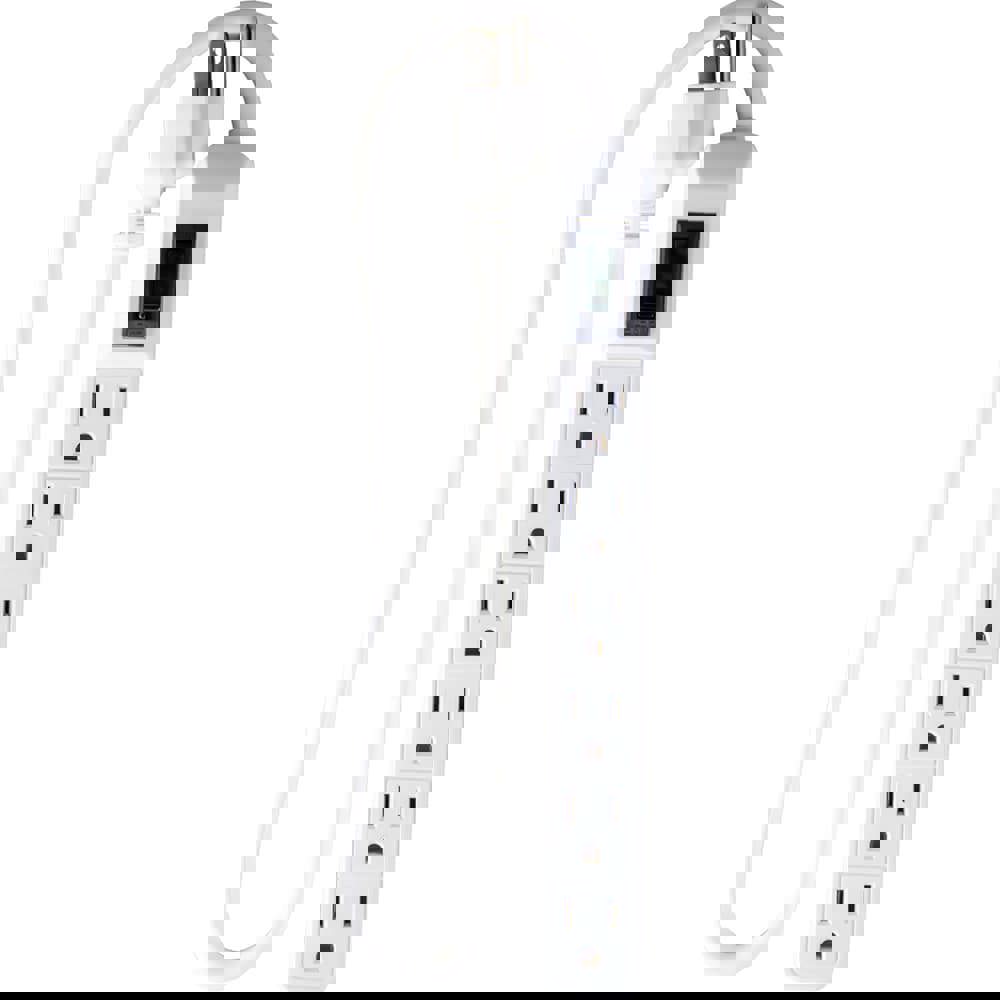 Power Outlet Strips; Amperage: 15.0 ; Voltage: 125V ; Cord Length: 2.5ft ; Material: Plastic ; Number Of Outlets: 6 ; Cord Length (Feet): 2-1/2