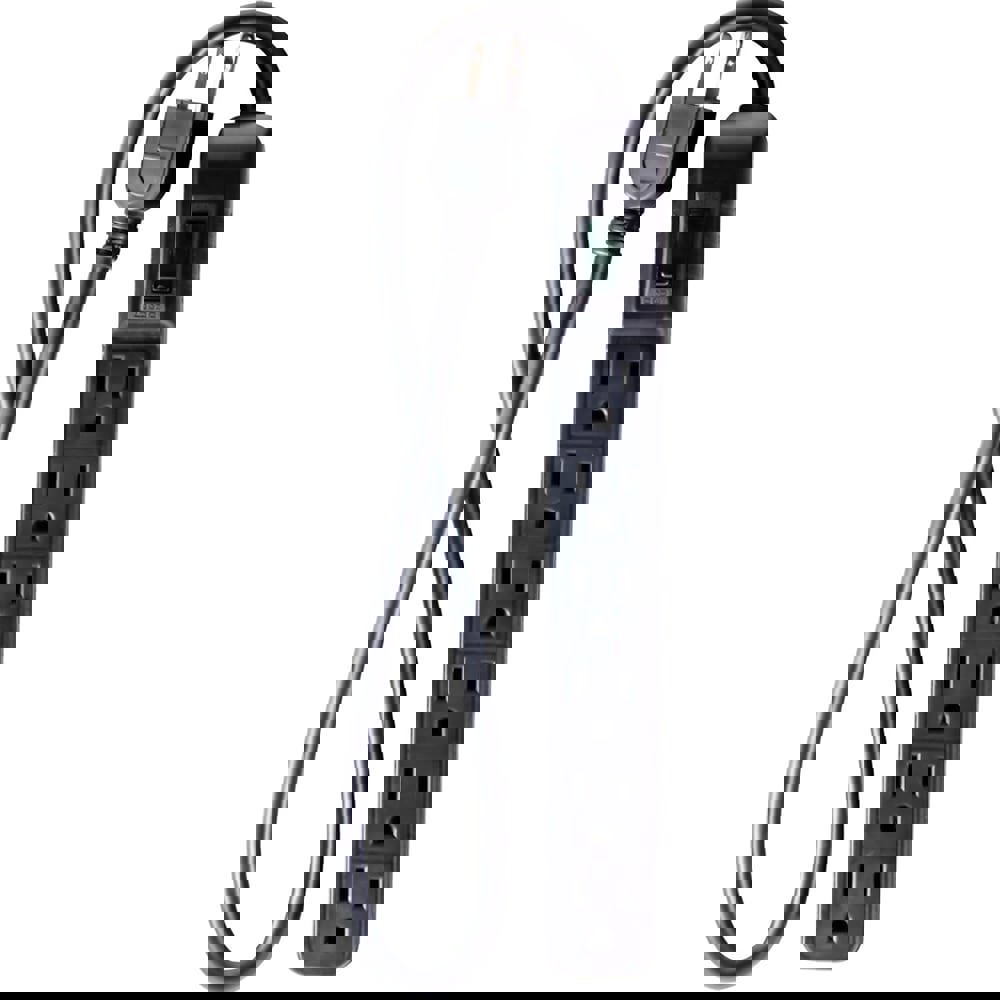 Power Outlet Strips; Amperage: 15.0 ; Voltage: 125V ; Cord Length: 2.5ft ; Material: Plastic ; Number Of Outlets: 6 ; Cord Length (Feet): 2-1/2