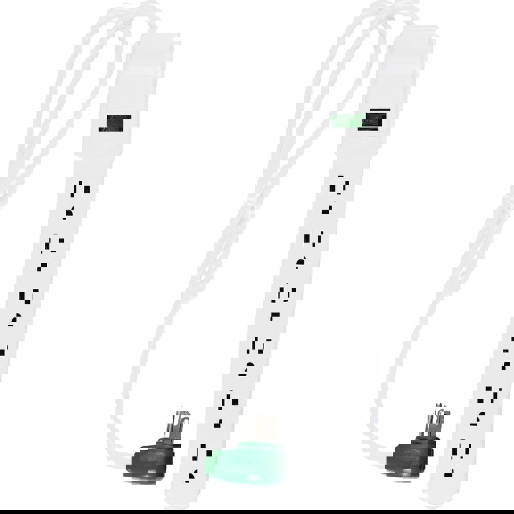 Power Outlet Strips; Amperage: 15.0 ; Voltage: 125V ; Cord Length: 2.5ft ; Material: Plastic ; Number Of Outlets: 6 ; Cord Length (Feet): 2-1/2