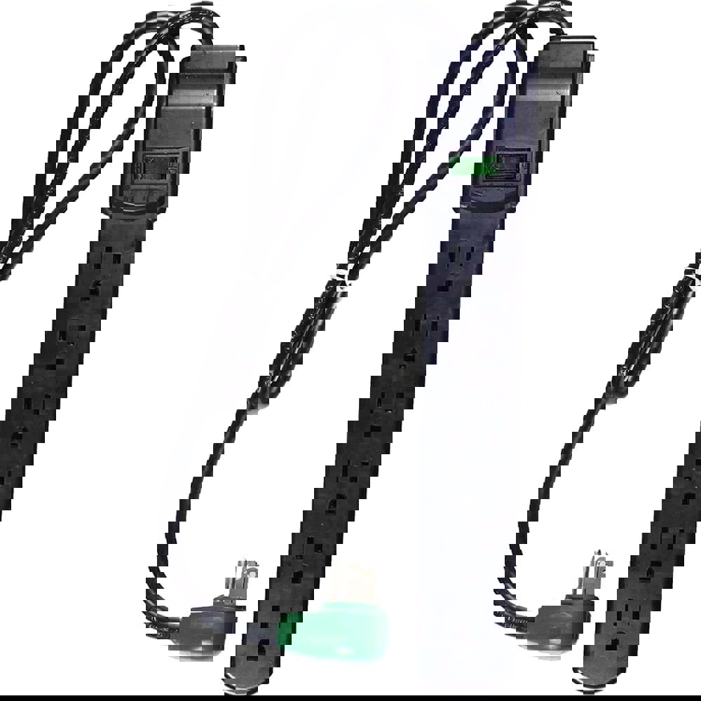 Power Outlet Strips; Amperage: 15.0 ; Voltage: 125V ; Cord Length: 2.5ft ; Material: Plastic ; Number Of Outlets: 6 ; Cord Length (Feet): 2-1/2