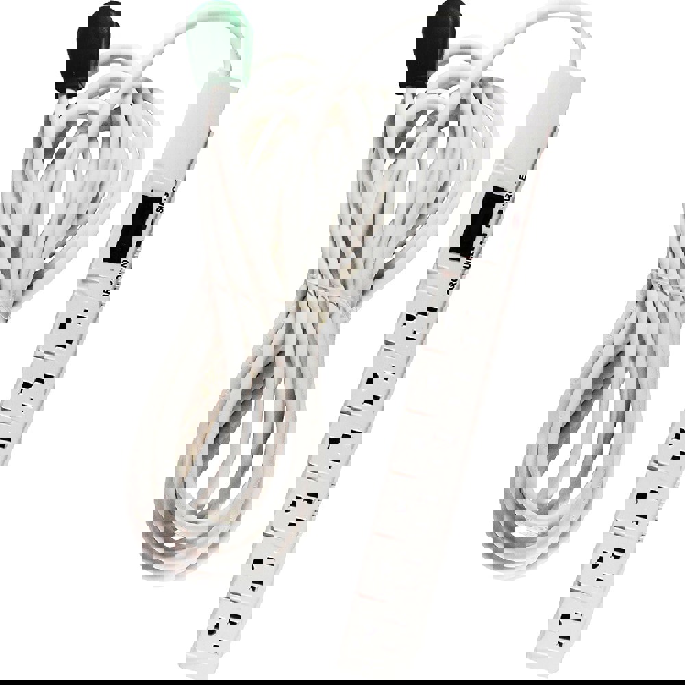 Power Outlet Strips; Amperage: 15A ; Voltage: 120 V ; Cord Length: 15ft ; Material: Plastic ; Number Of Outlets: 6 ; Cord Length (Feet): 15