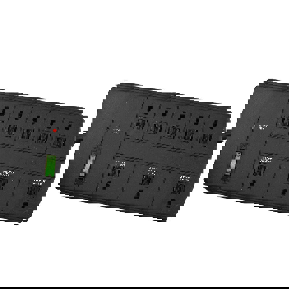 Power Outlet Strips; Amperage: 15.0 ; Voltage: 125V ; Cord Length: 6ft ; Material: Plastic ; Number Of Outlets: 8 ; Cord Length (Feet): 6