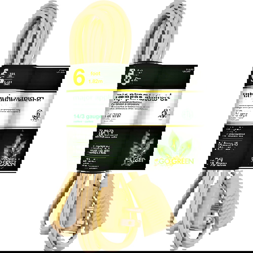 Power Cords; Cord Type: Replacement Cord ; Overall Length (Feet): 6 ; Cord Color: Brown ; Amperage: 15 ; Voltage: 125 ; Wire Gauge: 14