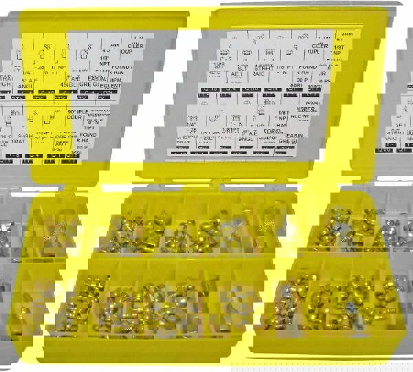 60 Piece, Inch, Box Plastic Steel Grease Fitting Set