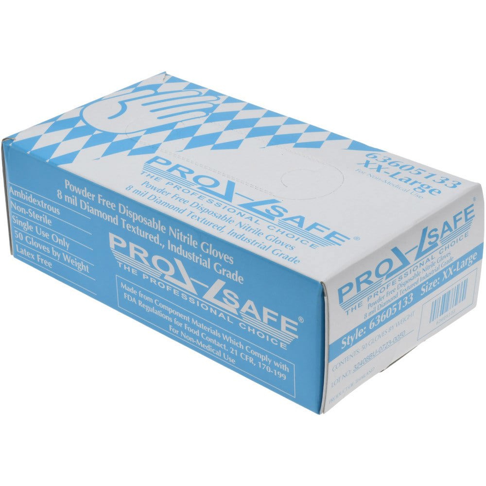 Disposable Glove: Size 2X-Large, 8.0 mil, Nitrile, General Purpose Grade, Powder-Free