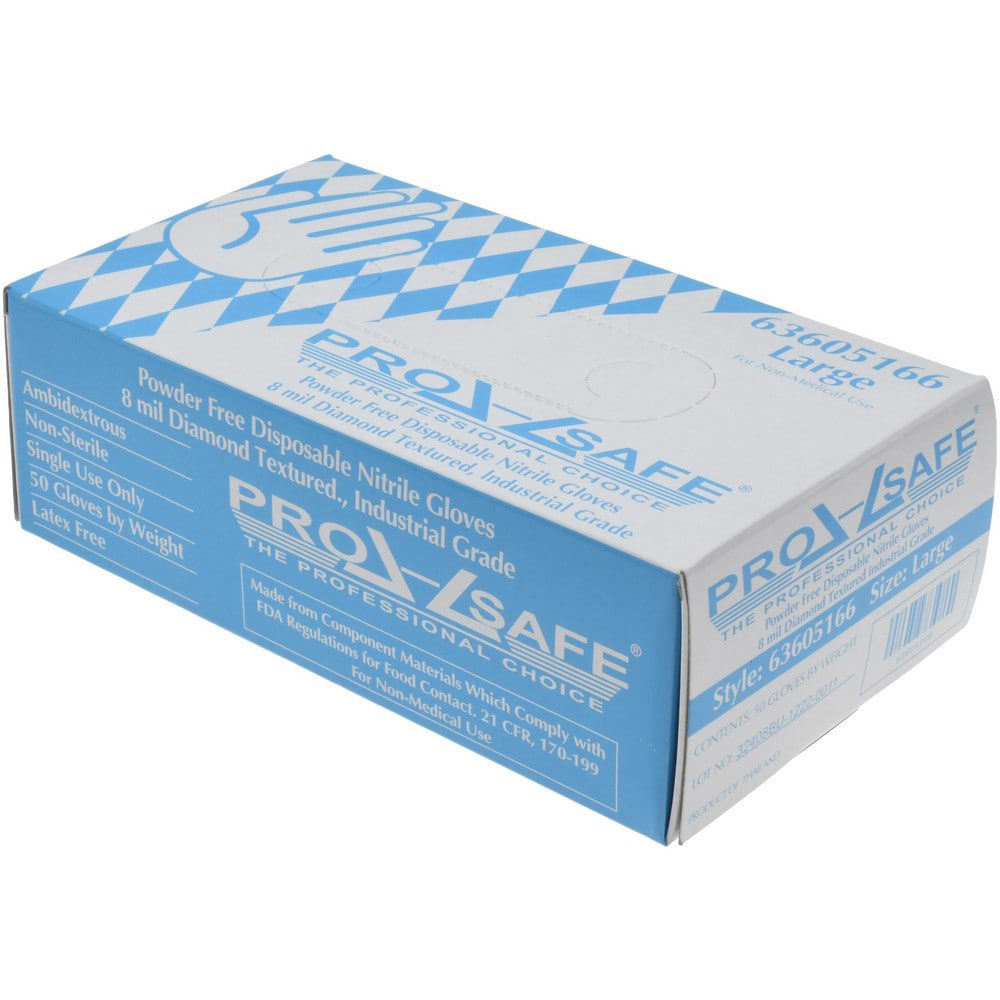 Disposable Glove: Size Large, 8.0 mil, Nitrile, General Purpose Grade, Powder-Free