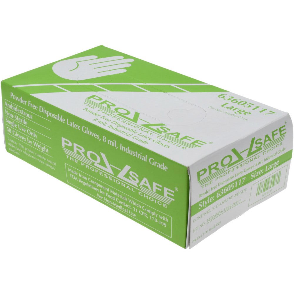 Disposable Glove: Size Large, 8.0 mil, Latex, General Purpose Grade, Powder-Free