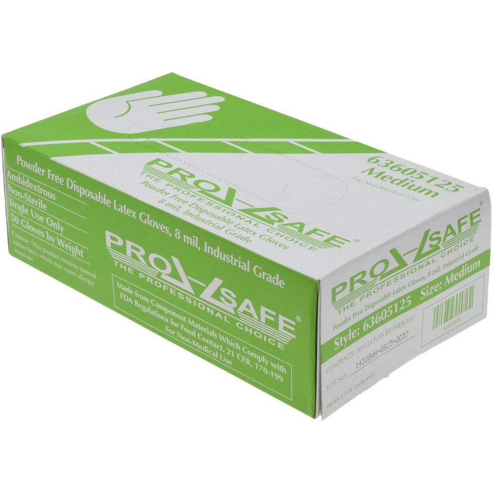 Disposable Glove: Size Medium, 8.0 mil, Latex, General Purpose Grade, Powder-Free