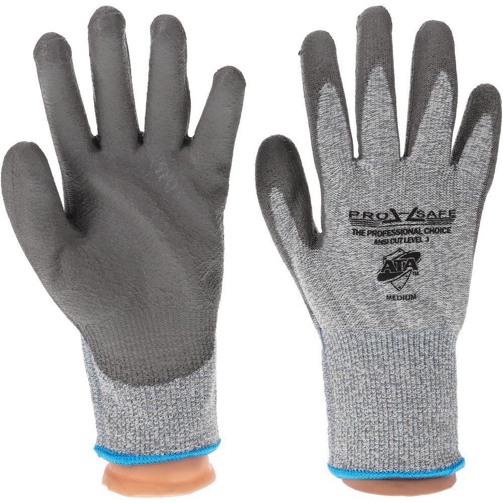 Cut-Resistant & Puncture-Resistant Gloves: PRO-SAFE Size Medium, ANSI Cut A3, ANSI Puncture 2, Polyurethane, HPPE
