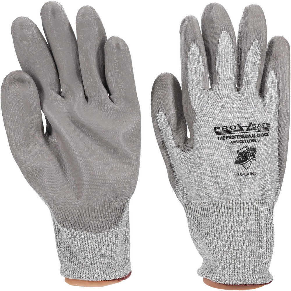 Cut-Resistant & Puncture-Resistant Gloves: PRO-SAFE Size 2X-Large, ANSI Cut A3, ANSI Puncture 2, Polyurethane, HPPE