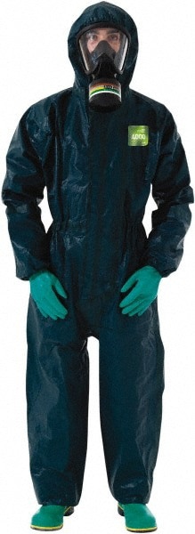 Series 68-4000 Non-Disposable Rain & Chemical-Resistant Coverall: Green, Film Laminate
