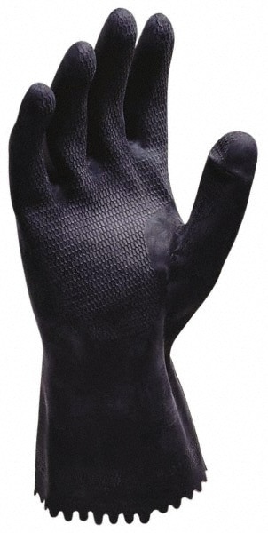 Chemical Resistant Gloves: Large, 28 mil Thick, Neoprene, Supported