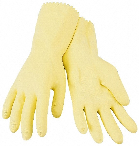 Chemical Resistant Gloves: Small, 18 mil Thick, Latex, Supported
