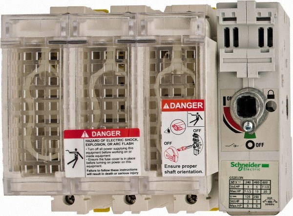 3 Pole, 600 Volt, 30 Amp, Pressure Plate and DIN Rail Mount Fuse Holder