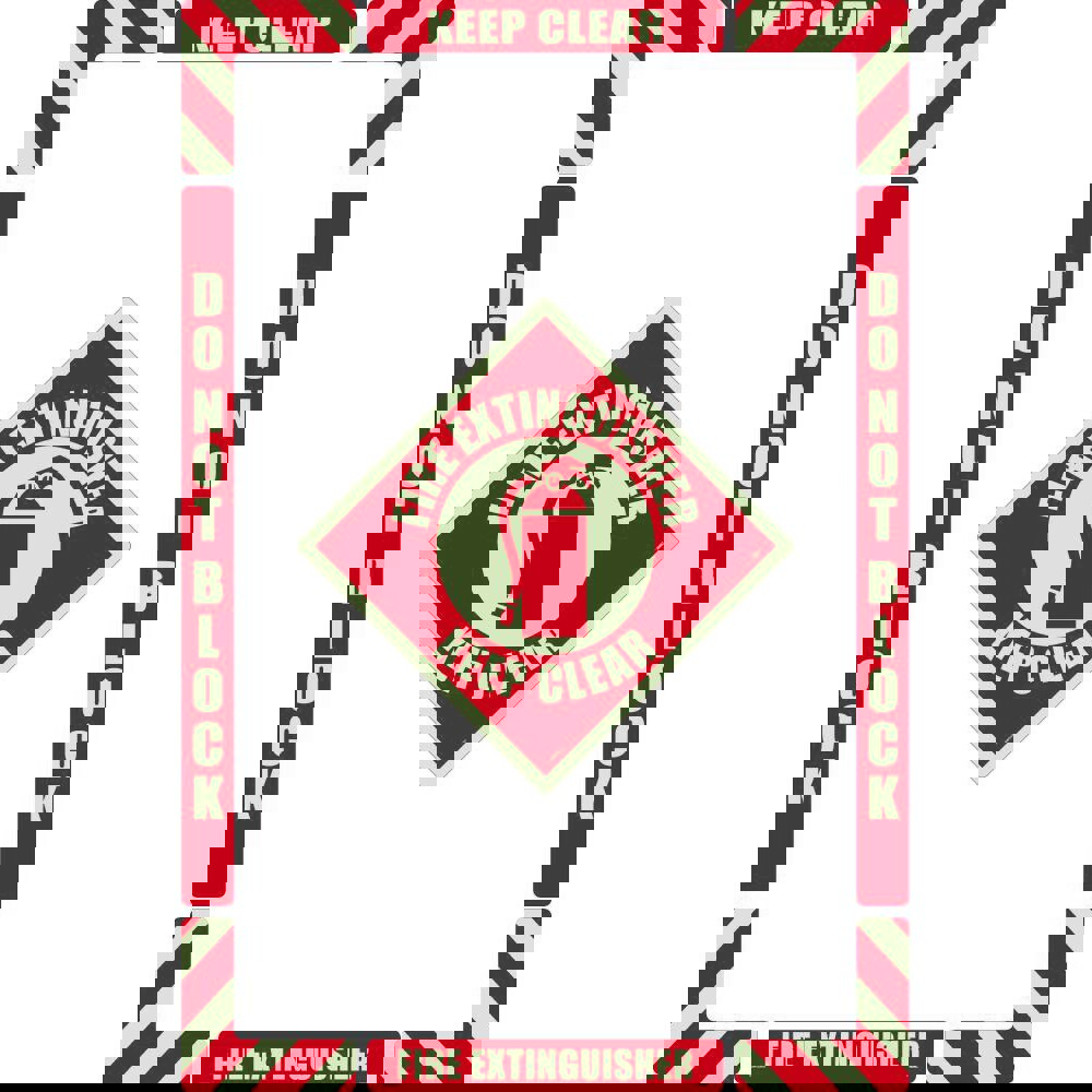 Accident Prevention Adhesive Backed Floor Sign: Rectangle, ''Fire Extinguisher Keep Clear''