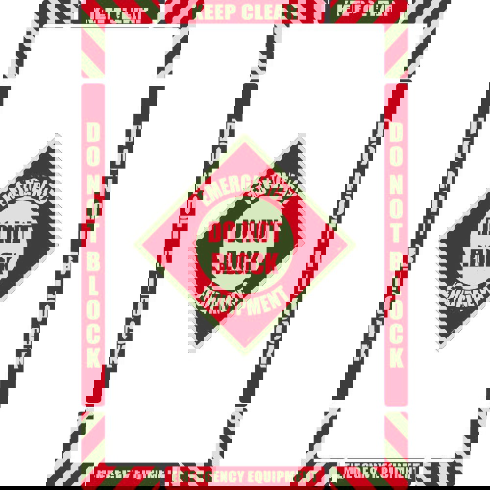 Accident Prevention Adhesive Backed Floor Sign: Rectangle, ''Emergency Equipment Do Not Block''