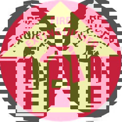 Fire Adhesive Backed Floor Sign: Round, Polyester, ''Fire Extinguisher''